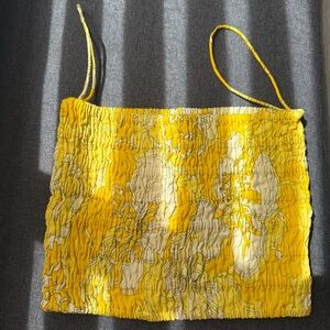 Faithfull the Brand Yellow Floral Smocked Crop Top